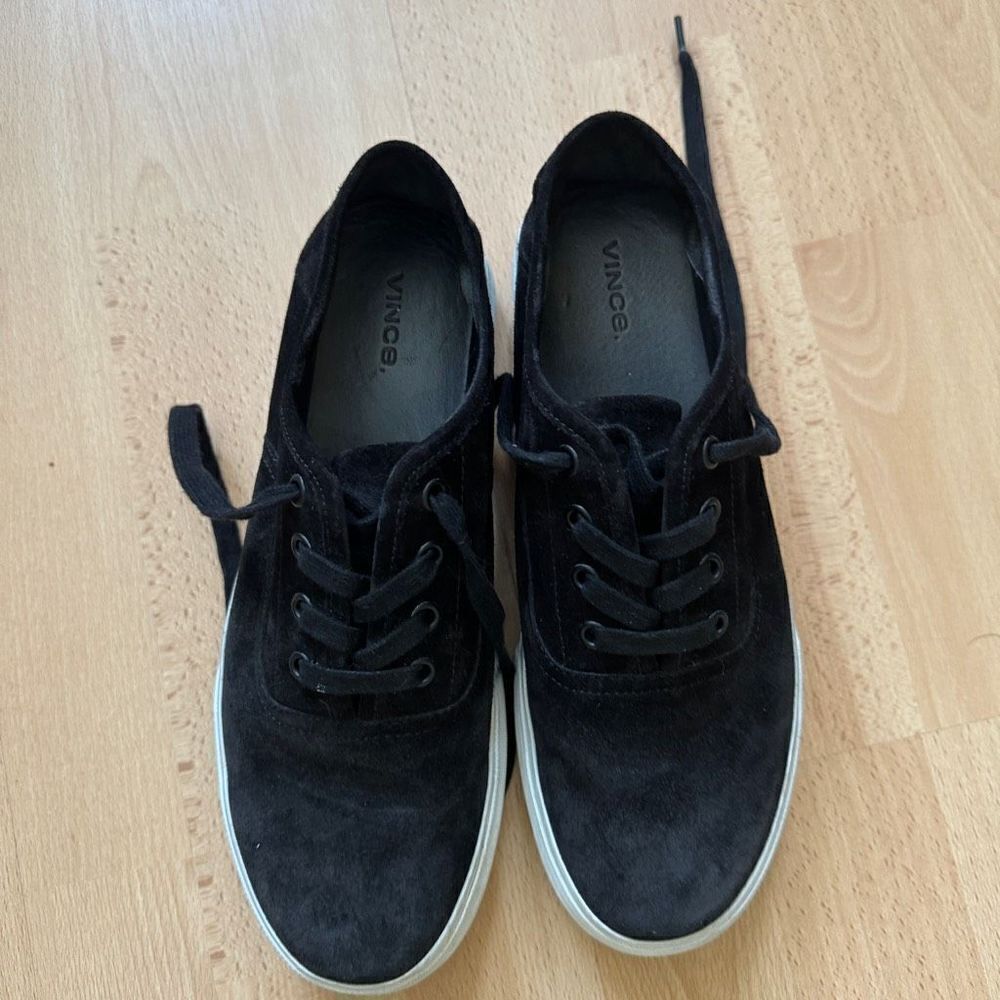 Vince Sneakers Women's 8.5 Copley Black Suede Platform Lace-Up - Picture 2 of 11